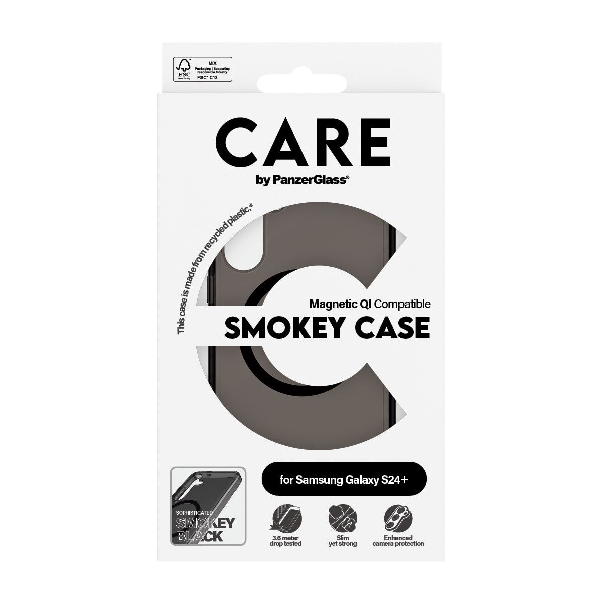 CARE™ by PanzerGlass® Smokey Case m. Schwarz Qi Compatible Samsung Galaxy S24+